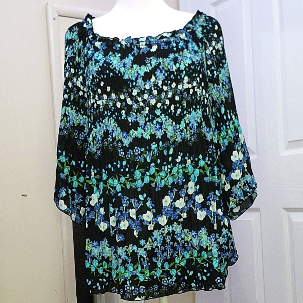 💞3/$24💞 Worthington Women's 3/4 Sleeve Flower Print Blouse Size XL